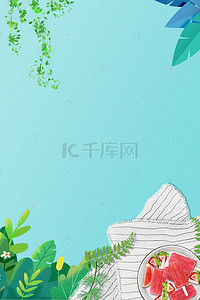 蓝色背景背景图片_夏季水果蓝色背景