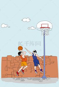 打篮球卡通背景图片_卡通打篮球矢量背景