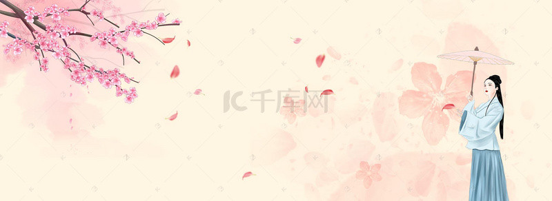 古风中国风桃花粉色背景
