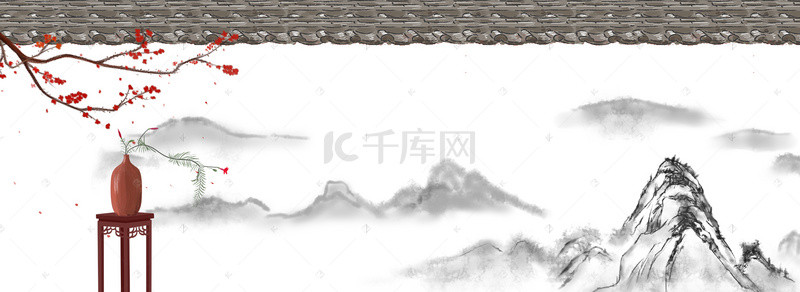 淘宝嘉年华背景图片_水墨古典梅花中式淘宝banner