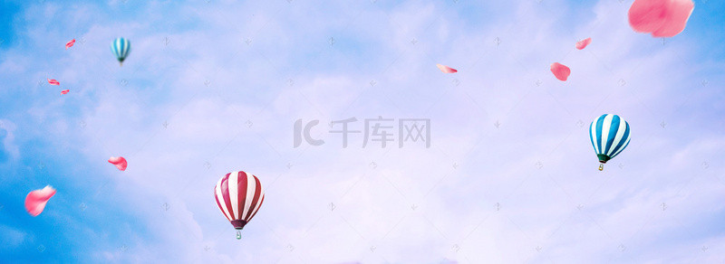 蓝色热气球背景图片_云天空唯美海报大图