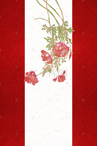 手绘红色背景图片_红色花卉边框电商淘宝背景Ｈ5