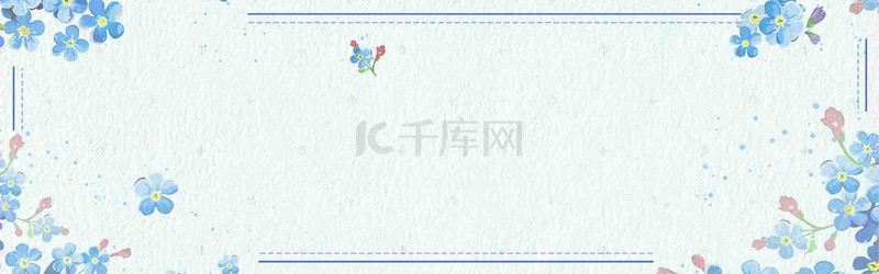 蓝色小花背景图片_简约手绘蓝色小花banner