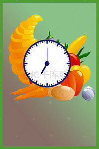 水果蔬菜配送背景图片_简约时钟创意果蔬配送海报背景素材