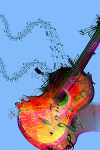 音乐节背景图片_卡通手绘音符吉他音乐节宣传海报背景素材
