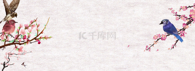 中国风水墨宣纸山水鸟背景图