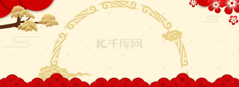 微立体促销背景图片_中国风春节banner背景