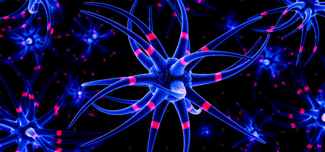 学术研究背景图片_C4D医疗医学科研脑细胞生物科学实验海报