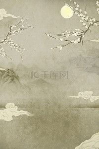 中国风复古宫廷背景图片_古典复古中国风山水水墨背景海报