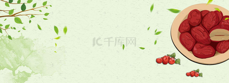 红枣银耳莲子背景图片_新疆红枣促销季绿色banner
