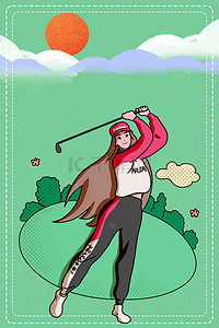 高尔夫背景图片_矢量彩色高尔夫比赛海报背景