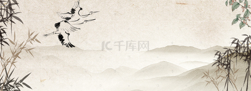 山水风格海报背景图片_重阳节黄色背景文艺海报banner背景