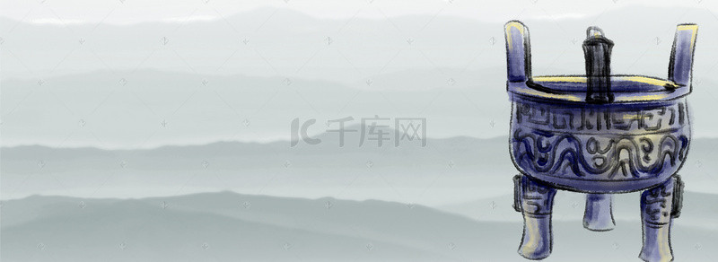 中式毛笔字背景图片_中式灰色水墨企业文化海报背景