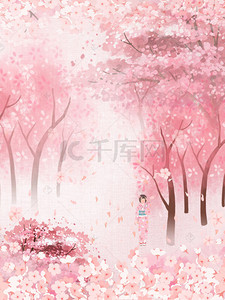 手绘樱花背景图片_粉色浪漫樱花节宣传海报背景素材