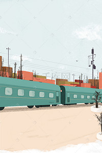 天空免抠卡通图背景图片_绿色的火车和天空免抠图