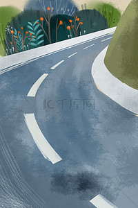 卡通公路背景图片_卡通灰色的公路免抠图