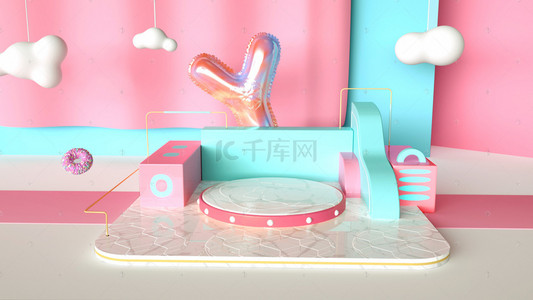 双12背景图片_C4D粉色系banner场景