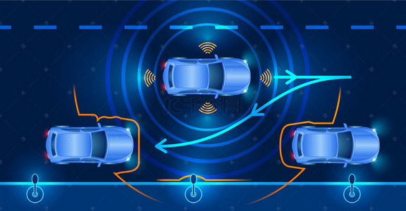 智能化背景图片_智能汽车自动驾驶场景