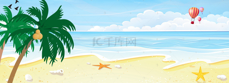 夏季素材背景背景图片_畅游夏日海滩之旅海报背景素材