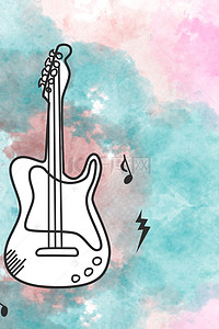 音乐节背景图片_音乐节卡通水彩吉他乐器背景素材