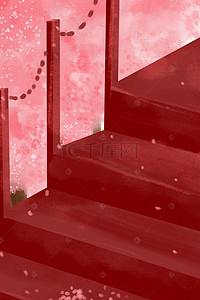 红色抠图背景背景图片_红色的楼梯免抠图