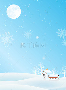 创意小清新冬天雪景海报背景