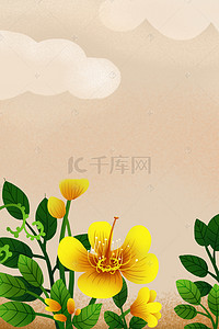 花草psd背景图片_惊蛰清新花束psd分层banner