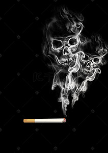 香烟烟雾背景图片_公益广告远离香烟海报背景素材