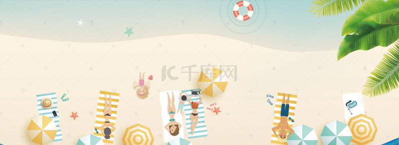 沙滩日光浴背景图片_彩色沙滩日光浴背景