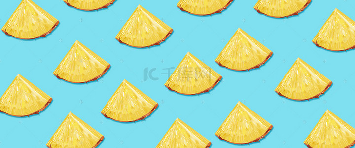 西瓜果汁海报背景图片_六月黄色菠萝水果海报背景