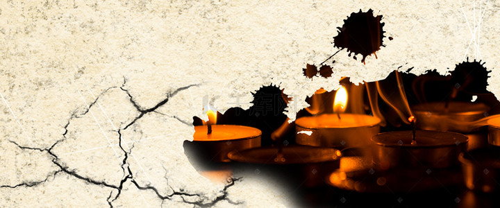 简约地震灾害蜡烛祈福背景海报
