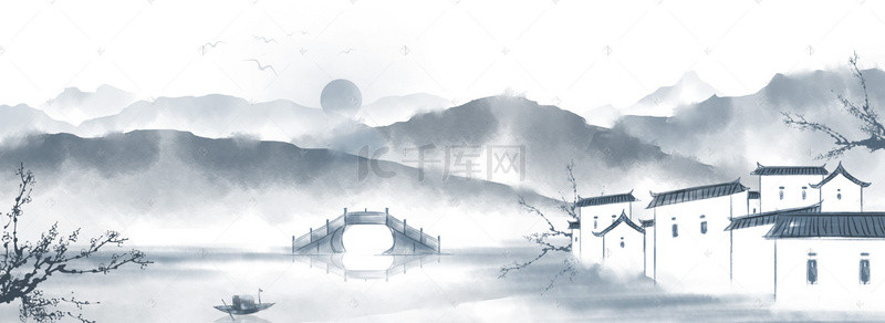 水墨创意海报背景图片_苏州印象海报banner