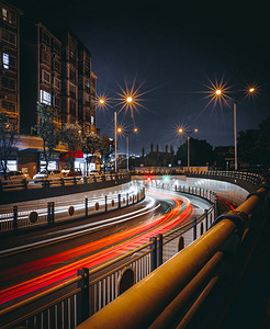 城市夜晚柳州城市夜景风光路边拍延时摄影图配图
