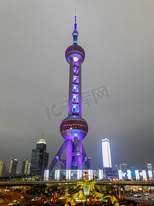 上海夜景东方明珠陆家嘴摄影图摄影图配图