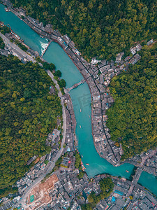 城市中午凤凰古城航拍风光景区无人机摄影图配图