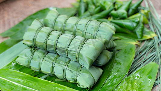 肉粽子端午传统美食乡村粽子摄影图配图