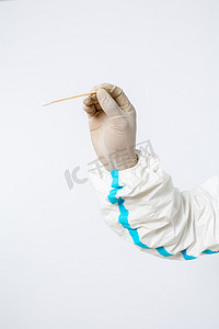 防疫疫情医生棚拍核酸检测棉签摄影图配图
