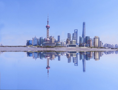 上海东方明珠白天时光陆家嘴建筑建筑倒影摄影图摄影图配图