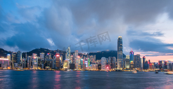 香港赛马摄影照片_香港维多利亚港夜景摄影图