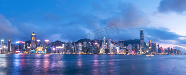香港维多利亚港夜景摄影图