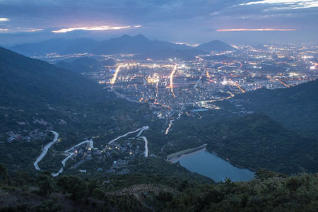 山上的城市风景夜晚城市城市无摄影图配图