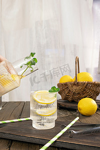 水果夏日柠檬冷饮静物摄影图配图