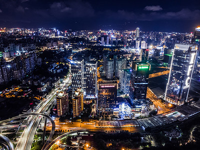 清新大气航拍夜景立交桥摄影图