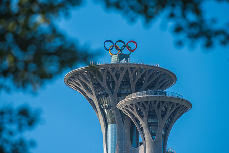 塔摄影照片_北京地标国家体育馆奥森塔旅游摄影图配图