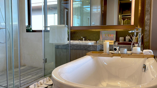 实拍居家生活空间卫生间样板房浴缸房地产
