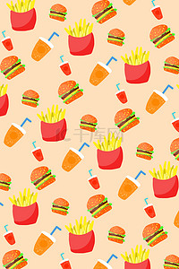 汉堡背景图片_夏天汉堡美食平铺底纹背景图片