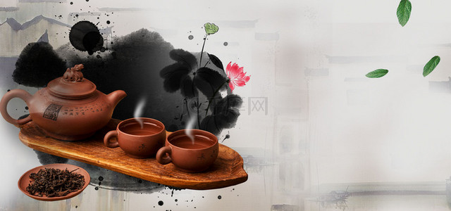 茶文化元素背景图片_复古中国风茶道背景素材