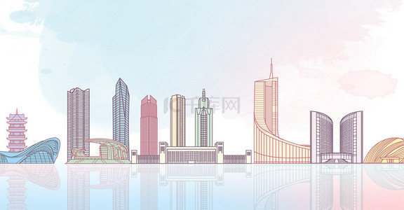 旅游logo背景图片_城市地标合肥旅游背景