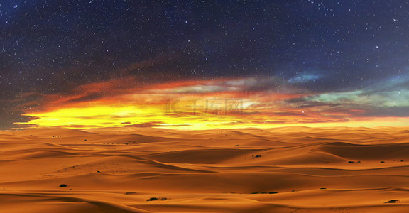 星空流星夜晚背景图片_星空下沙漠梦幻简约背景