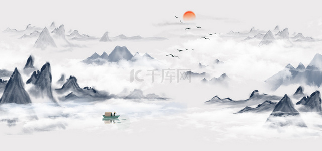 中国元素背景图片_中国风意境古风山水大气山水